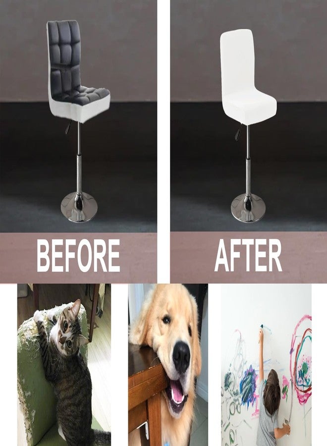 LightInTheBox غطاء كرسي بار مربع دوار من لايت إن ذا بوكس، غطاء مخملي لحماية مقعد كرسي البار، مناسب للكراسي ذات الارتفاع المتوسط والظهر المنخفض (عبوة من قطعتين) (أبيض) - Image 4